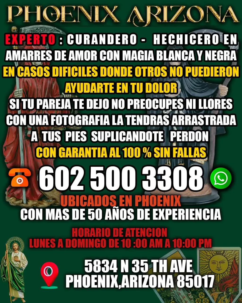 AMARRES DE AMOR EN PHOENIX ARIZONA LECTURA DEL TAROT LIMPIAS ENERGÉTICAS
