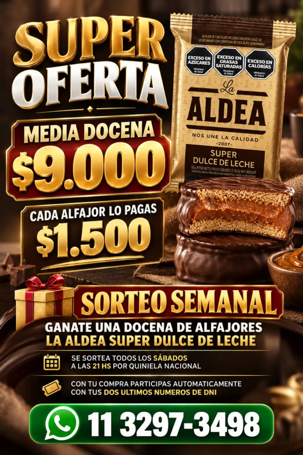 alfajores. la aldea. por media docena. y. por docena