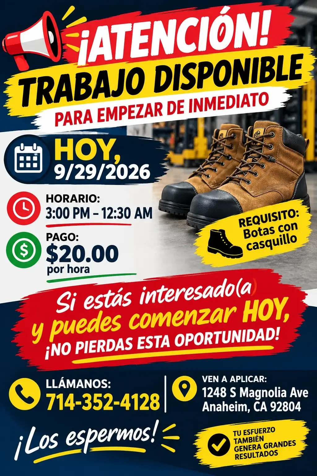 🚨 ¡ATENCIÓN! TRABAJO DISPONIBLE PARA EMPEZAR DE INMEDIATO 🚨 09/29/2026