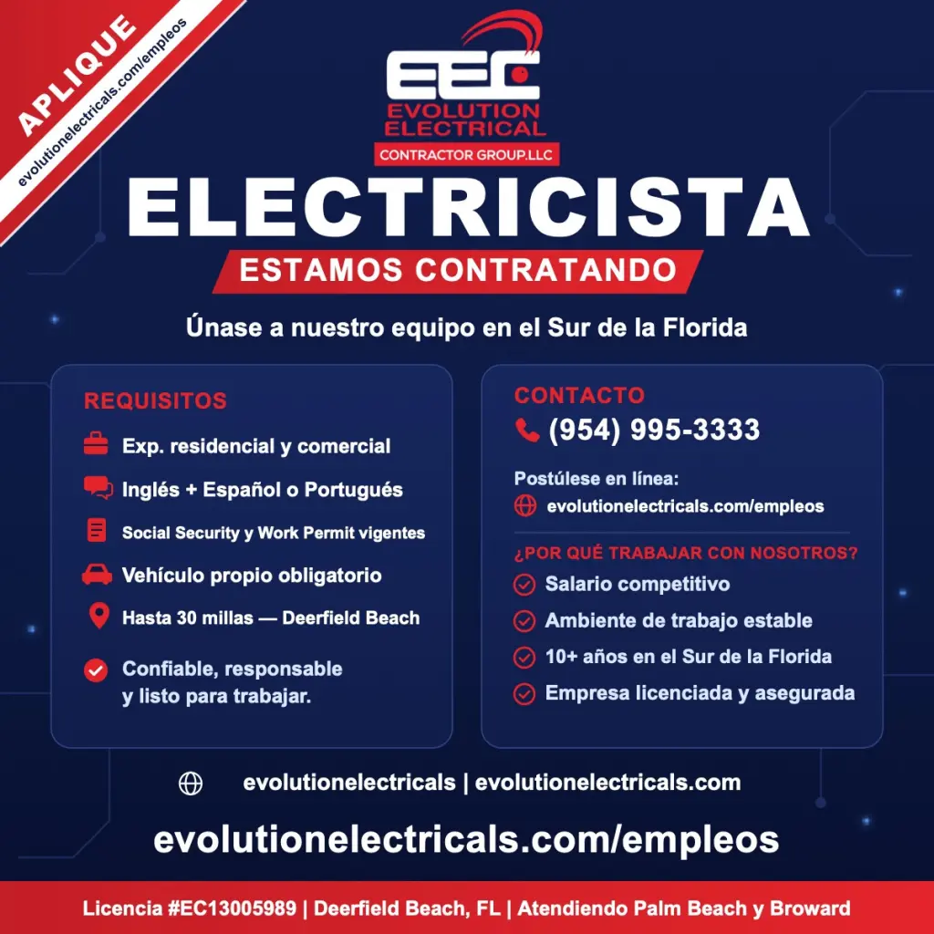 ELECTRICISTA — Empleo en Deerfield Beach