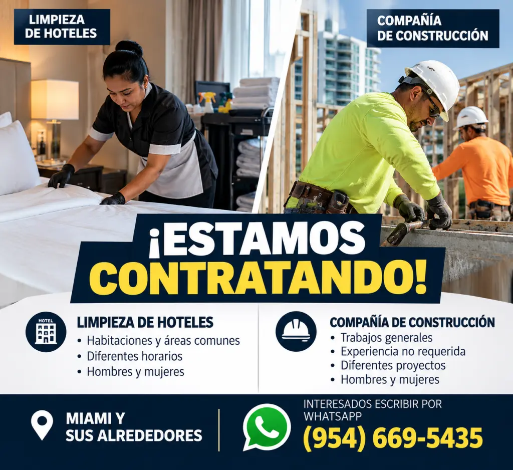 Trabajo en Limpieza y Construcción – Miami