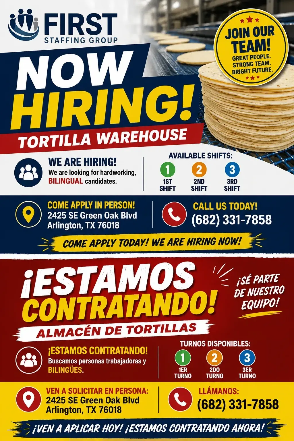 🌮 ALMACÉN DE TORTILLAS ¡ESTAMOS CONTRATANDO AHORA!