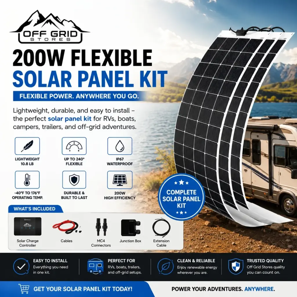 200W Flexible Solar Panel Kit | Lightweight | Off-Grid Stores