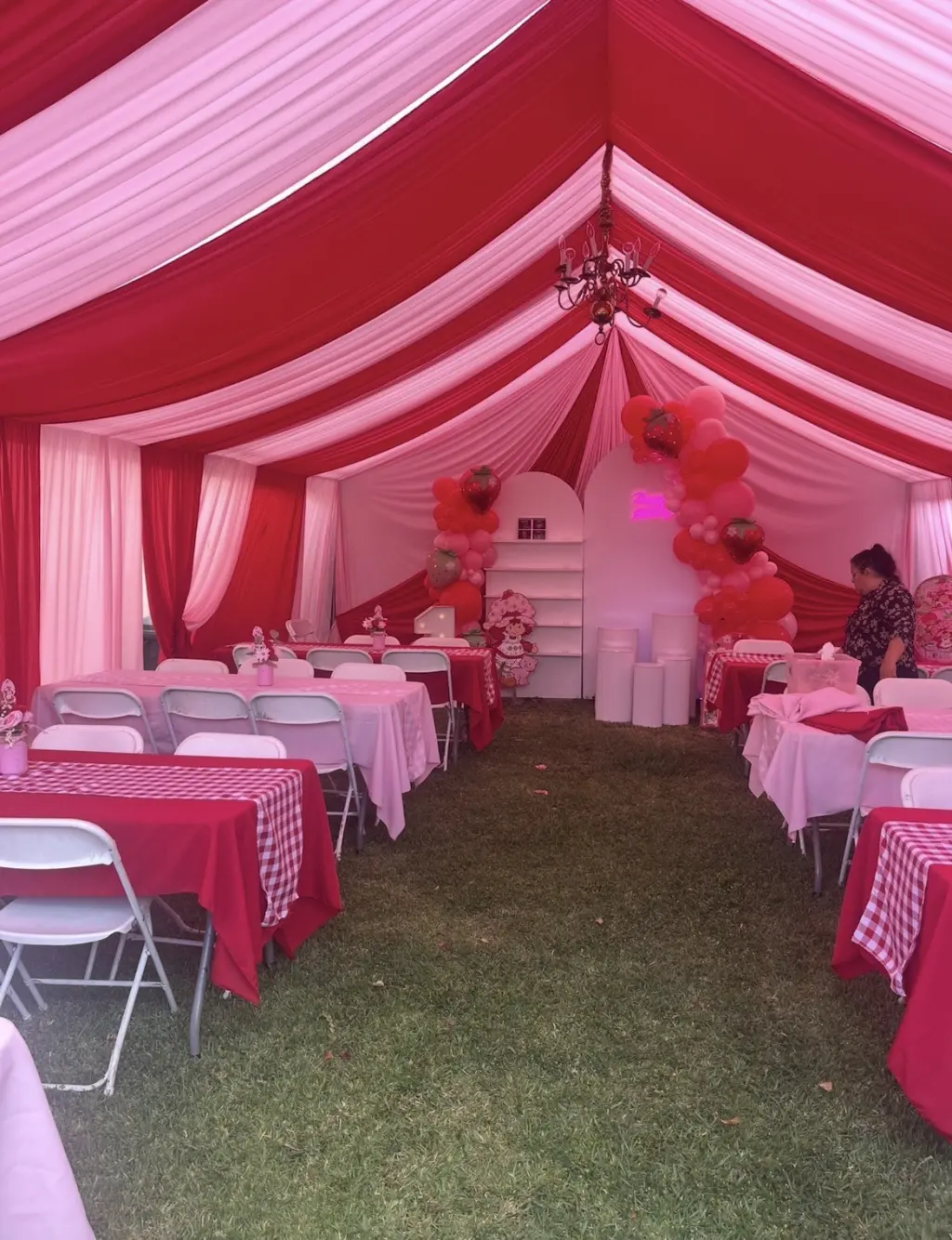 Hermosa Carpa para Fiestas con telas y el tema que tu quieras