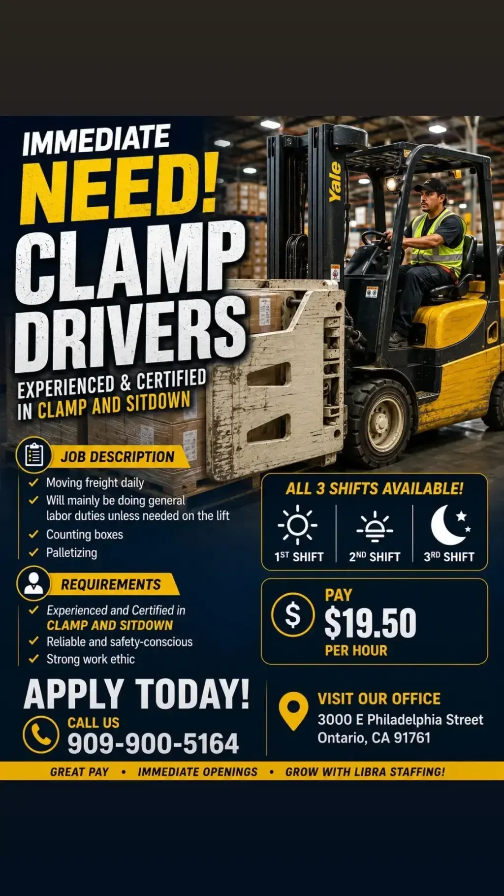 Se Necesitan Conductores de Clamp Certificados de Inmediato