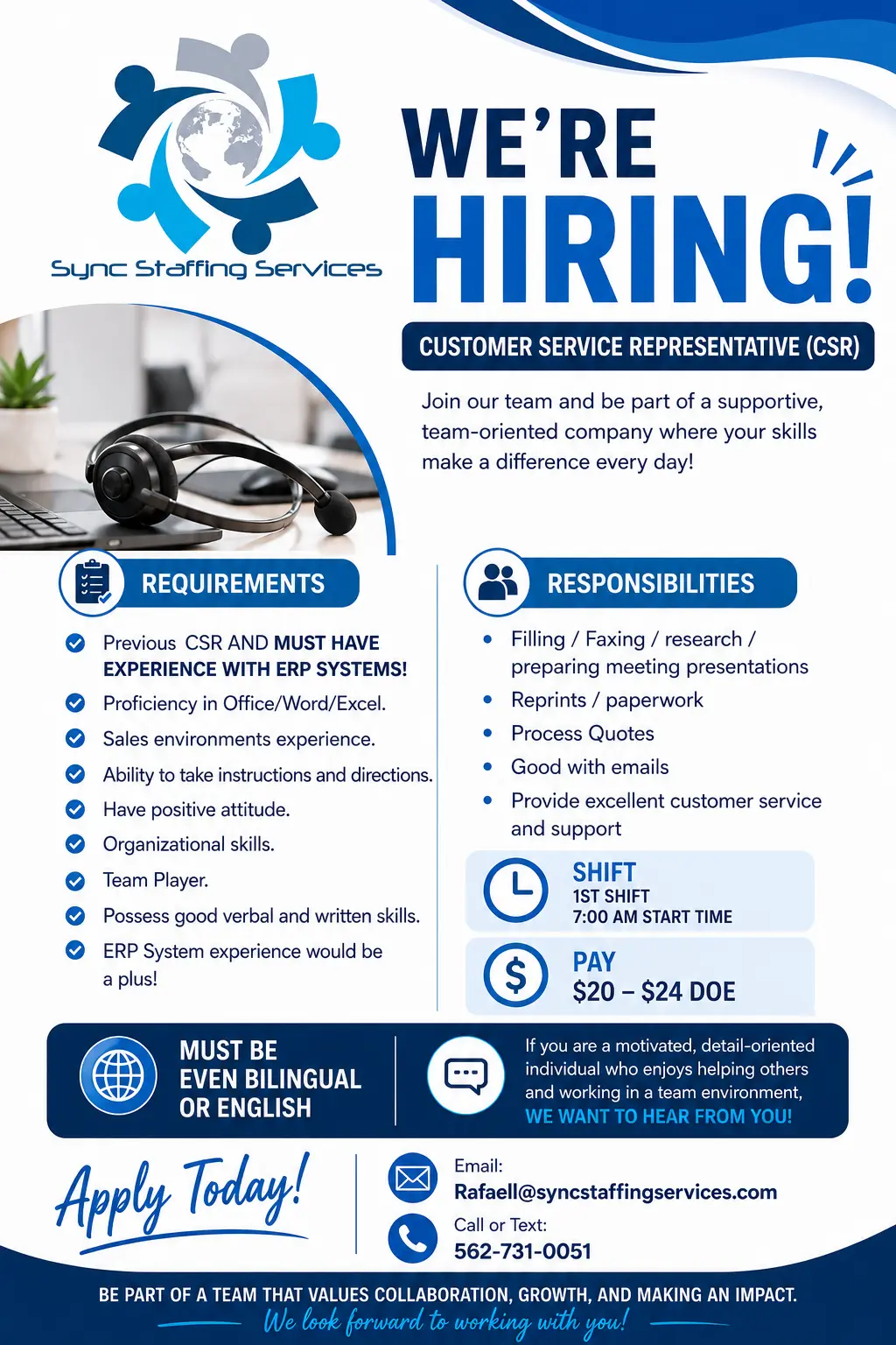 Customer Service Representative (CSR)