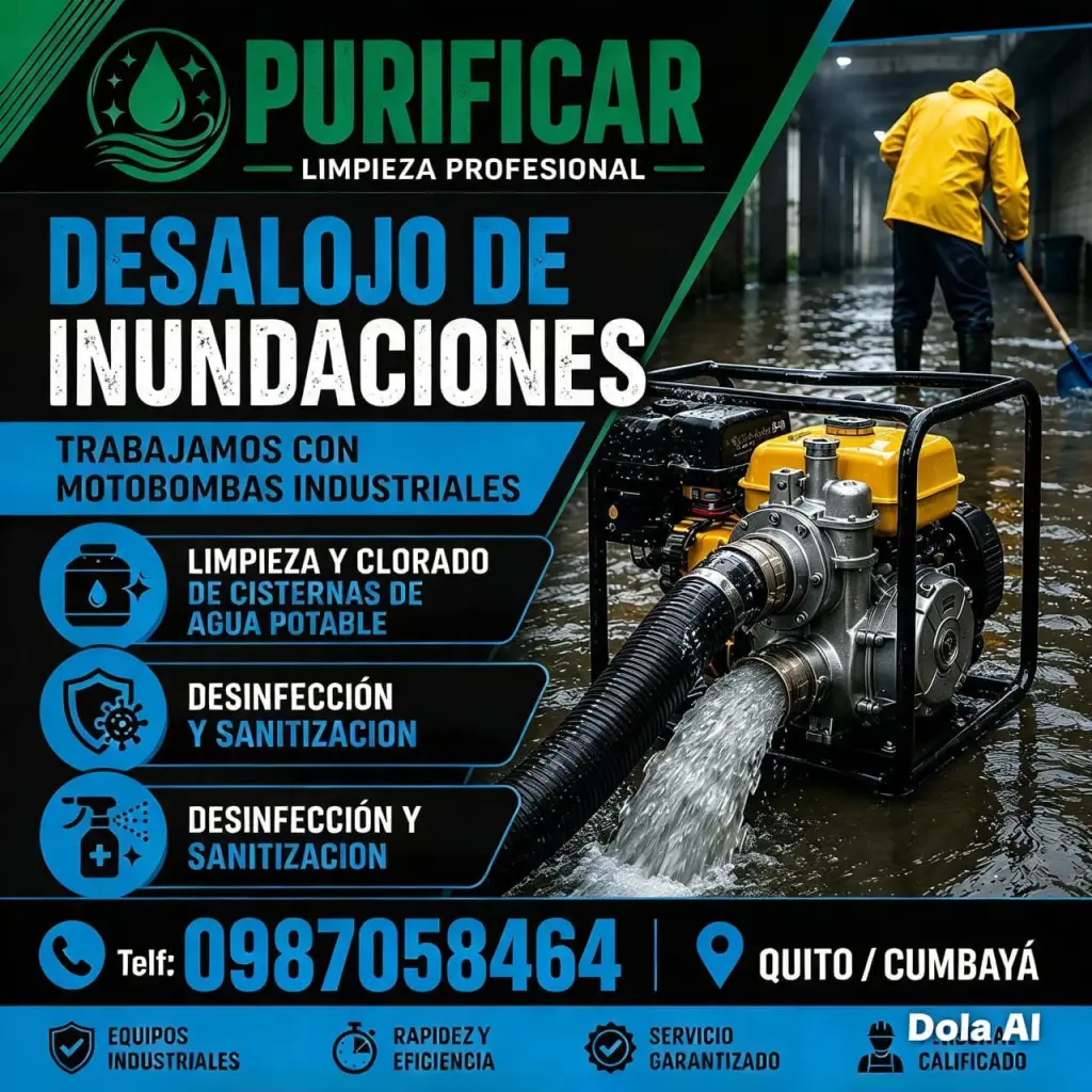 Desalojo de inundaciones con bombas En Quito Teléf. 0987058464