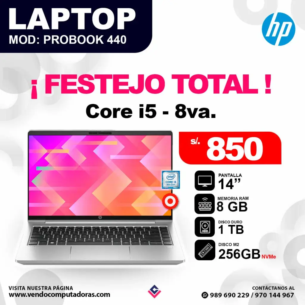 Laptop HP core i5 - 8va. / PROBOOK 440