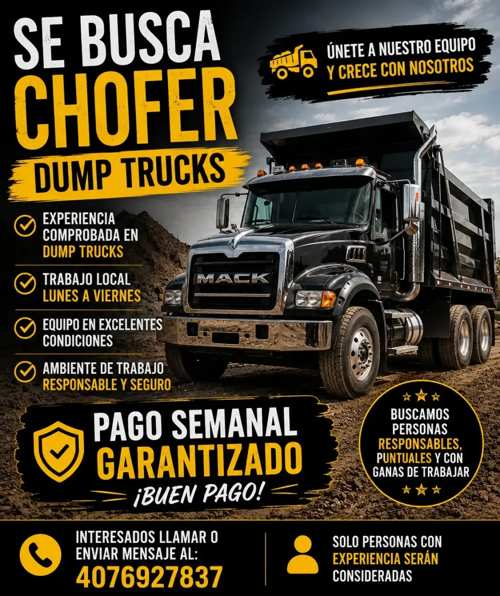 Se Busca Chofer de Camión Volquete - ¡Pago Semanal!