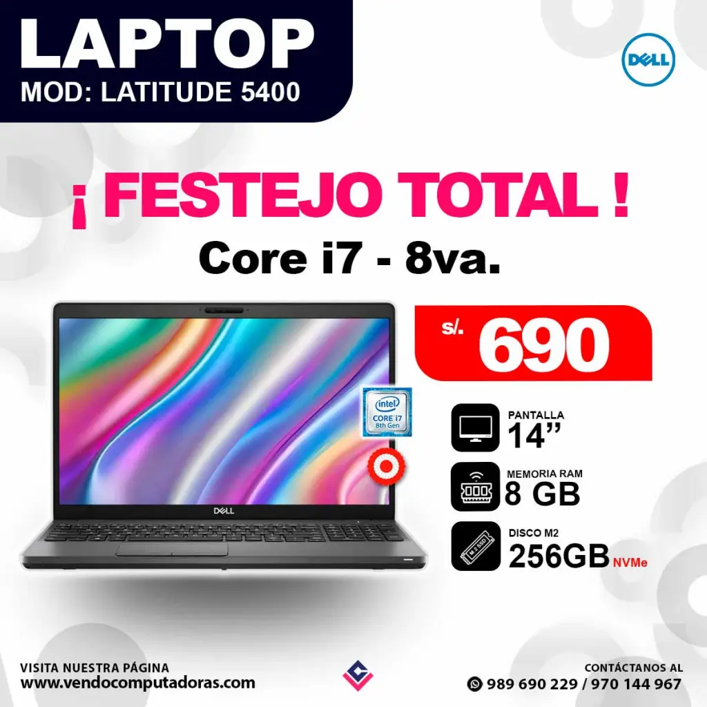 Laptop DELL core i7 - 8va. / Latitude 5400