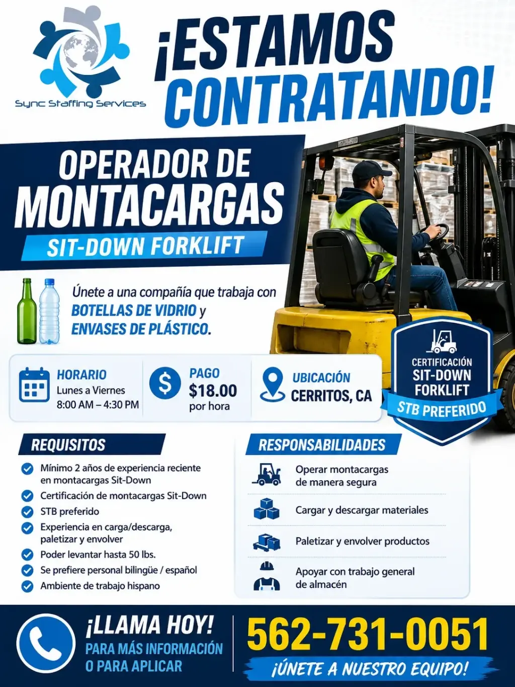 🚨 ¡ESTAMOS CONTRATANDO! – MONTACARGAS 🚨