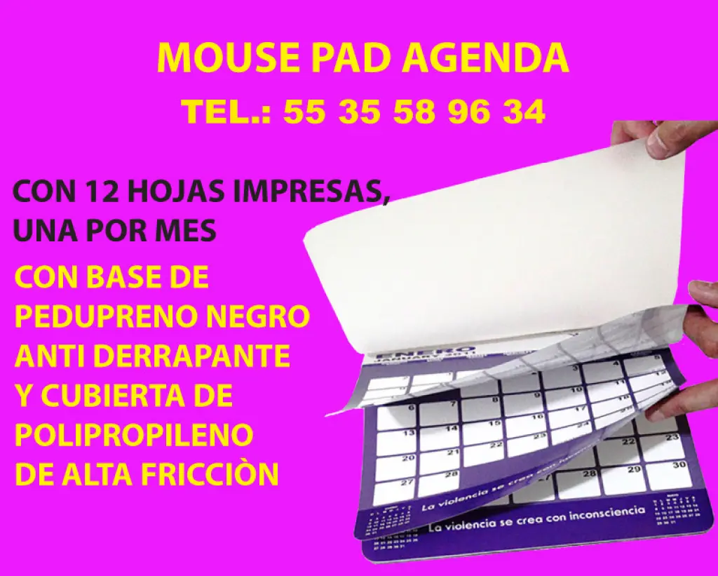 MOUSE PAD CALENDARIO A COLOR