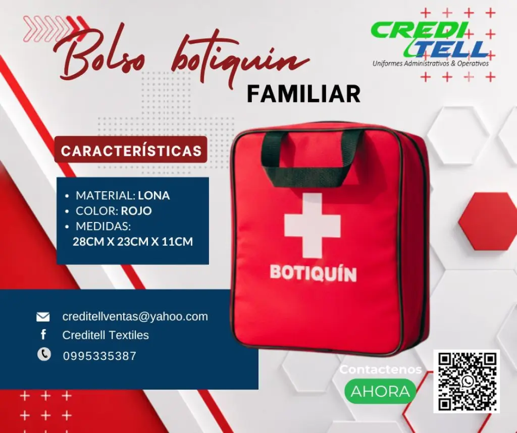 Bolso botiquín tipo familiar para primeros auxilios