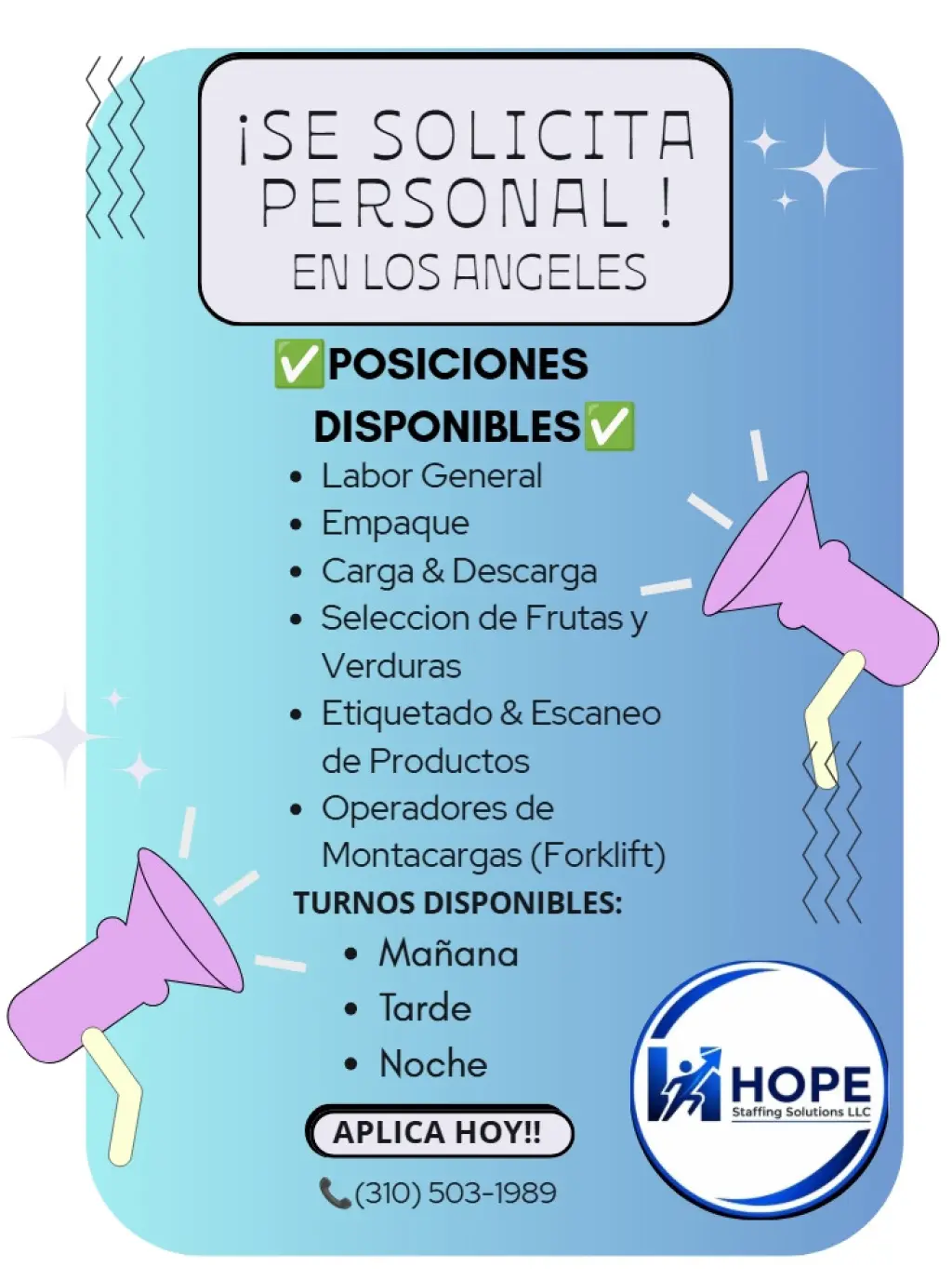 🚨¡SE SOLICITA PERSONAL!🚨