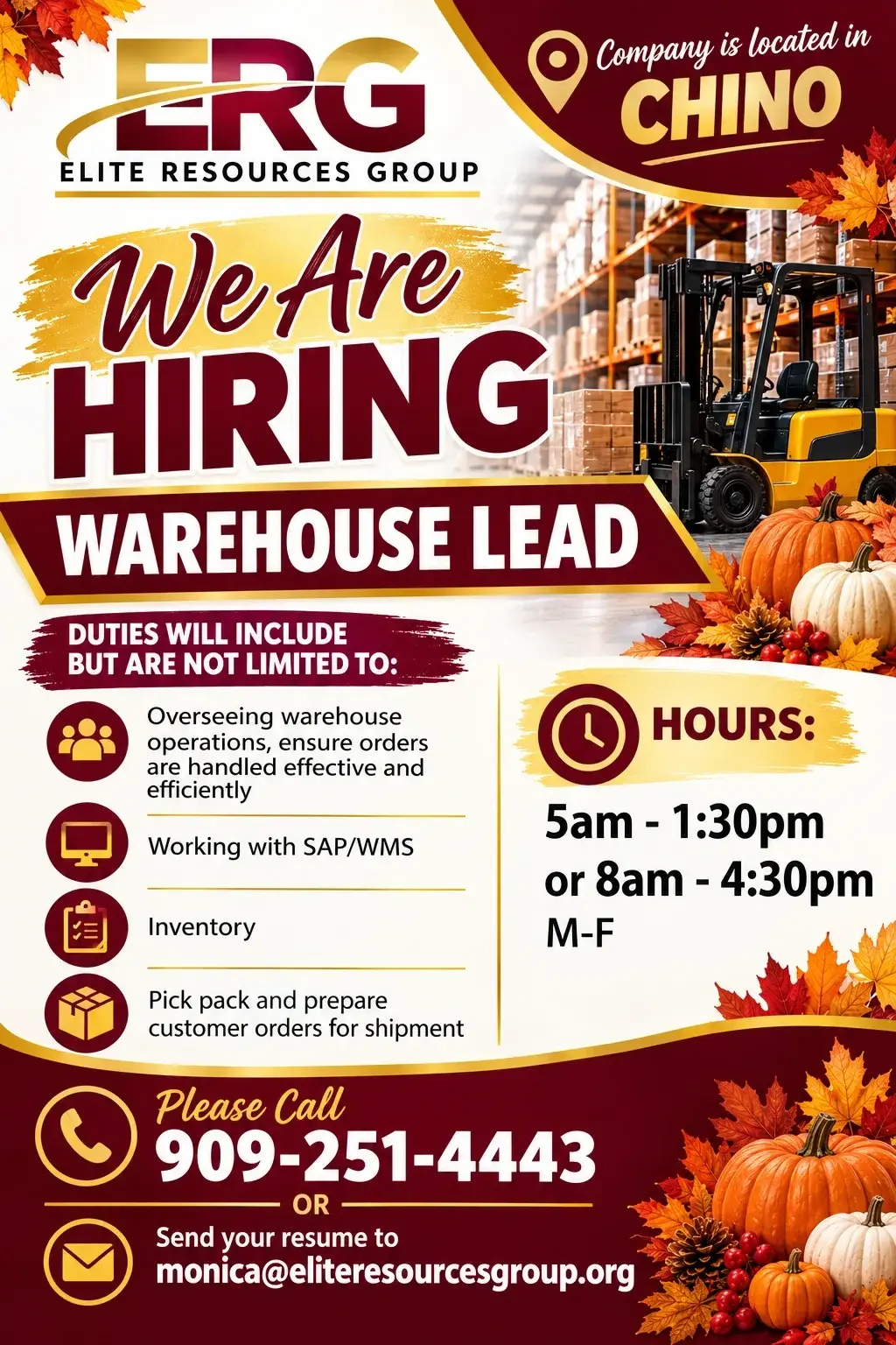 Operations Lead - Colton, CA