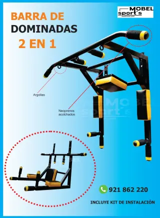 Barra de Dominadas 2 en 1 con Kit de Instalación