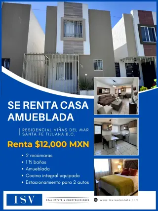 🏠 EN RENTA: Casa Amueblada en Residencial Viñas del Mar, Santa Fe, TIJUANA 📍
