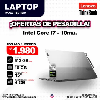 Laptop THINKBOOK Core i7 - 10ma / 15p IMH