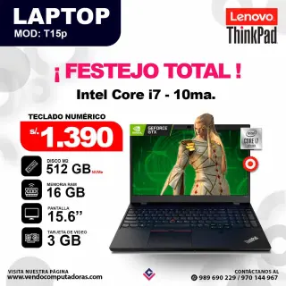 Laptop T15p core i7 - 10ma