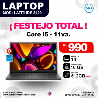 Laptop DELL Intel core i5 - 11va. LATITUDE 3420