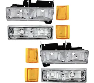 1994-1998 GMC Sierra C/K Pickup Suburban Yukon Headlights+Bumper+Corne Lights