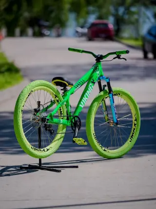 Custom BMX Bike with Neon Green Tires