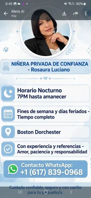 Niñera Experimentada Disponible para Contratar
