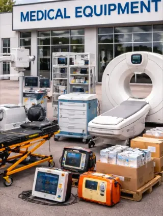 Equipos médicos, dispositivos ECG, instrumental quirúrgico, laboratorio