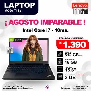 Laptop LENOVO Intel core i7 - 10ma. -  ThinkPad T15p