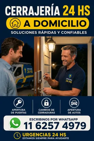 CERRAJERÍA 24HS - URGENCIAS A DOMICILIO CASAS Y AUTOS