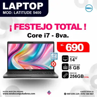 Laptop DELL core i7 - 8va. / Latitude 5400