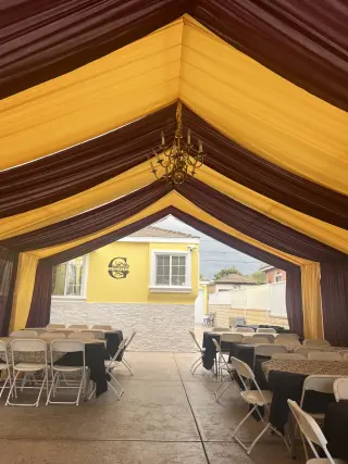 Hermosa Carpa para Fiestas con telas y el tema que tu quieras