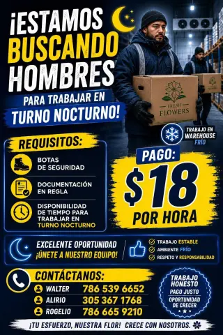 Ahora Contratando: Miembro de Almacén – $18/hora