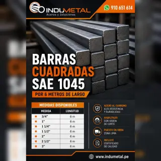 Ejes Redondos, Bocinas, Barras Cuadradas  - Acero 1020, 1045, 4140, 4340