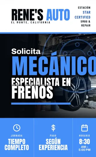 Solicita Mecánico Especialista en Frenos