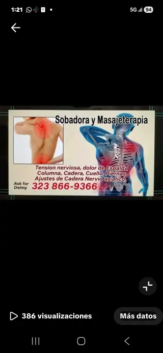 Sobadora y terapista Delmy
