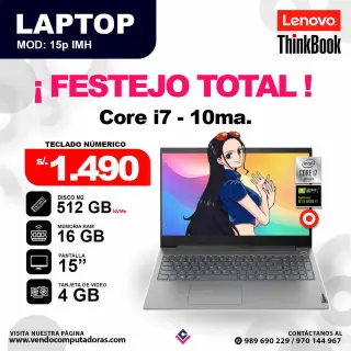 Laptop LENOVO THINKBOOK core i7 - 10ma.
