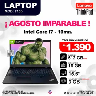 Laptop LENOVO Intel core i7 - 10ma. -  ThinkPad T15p