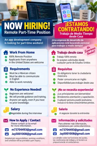 Remote Part-Time Job Opportunity in App Development