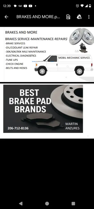 Brakes and more. Mobile mechanic
