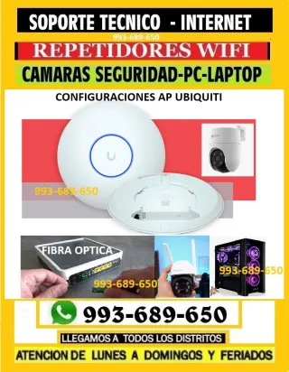 TECNICO AP UBIQUITI REPETIDORES WIFI FUBRA OPTICA CAMARAS VIGILANCIA