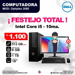 PC OPTIPLEX 3080 Intel core i5 - 10ma.
