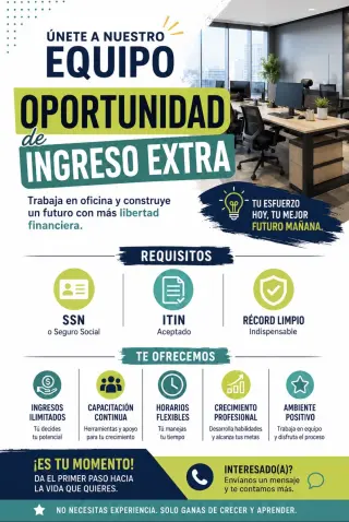 Únete a Nuestro Equipo para Oportunidad de Ingreso Extra