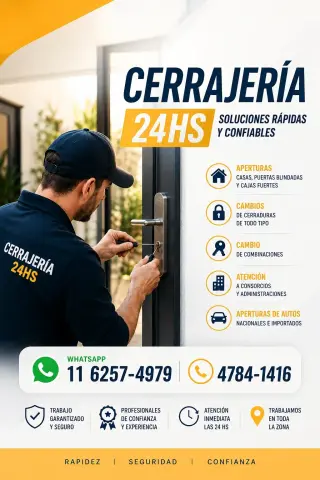 CERRAJERÍA 24HS - URGENCIAS A DOMICILIO CASAS Y AUTOS