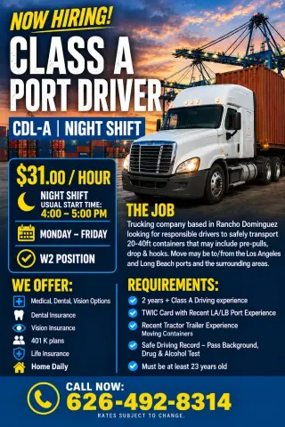 Posición de Conductor de Puerto Clase A - Turno Nocturno Disponible