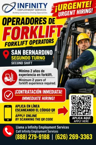 🚨 ¡URGENTE! OPERADORES DE FORKLIFT | URGENT! FORKLIFT OPERATORS 🚨