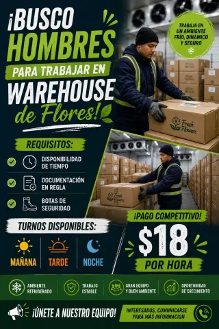 Ahora Contratando: Miembro de Almacén – $18/hora