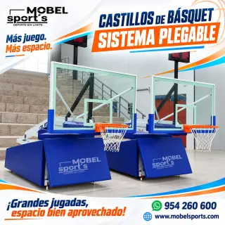 Castillo de básquet con sistema plegable