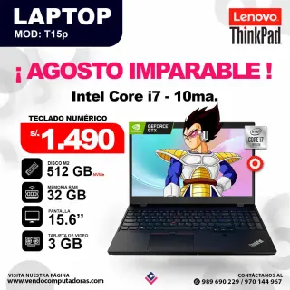 Laptop LENOVO THINKPAD core i7 - 10ma. / ThinkPad T15p