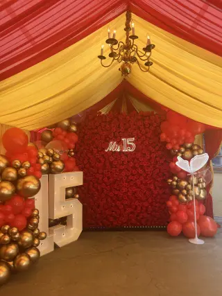 Hermosa Carpa para Fiestas con telas y el tema que tu quieras